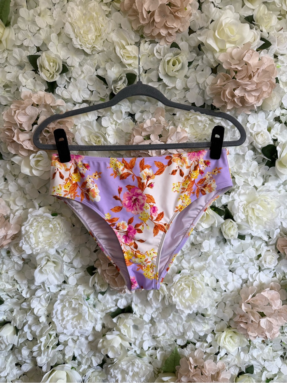 Cupshe Lilac Floral High Waisted Bikini Bottoms